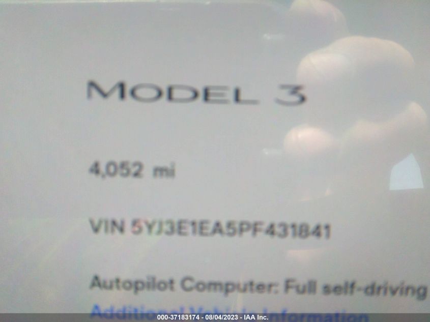 2023 TESLA MODEL 3 - 5YJ3E1EA5PF431841