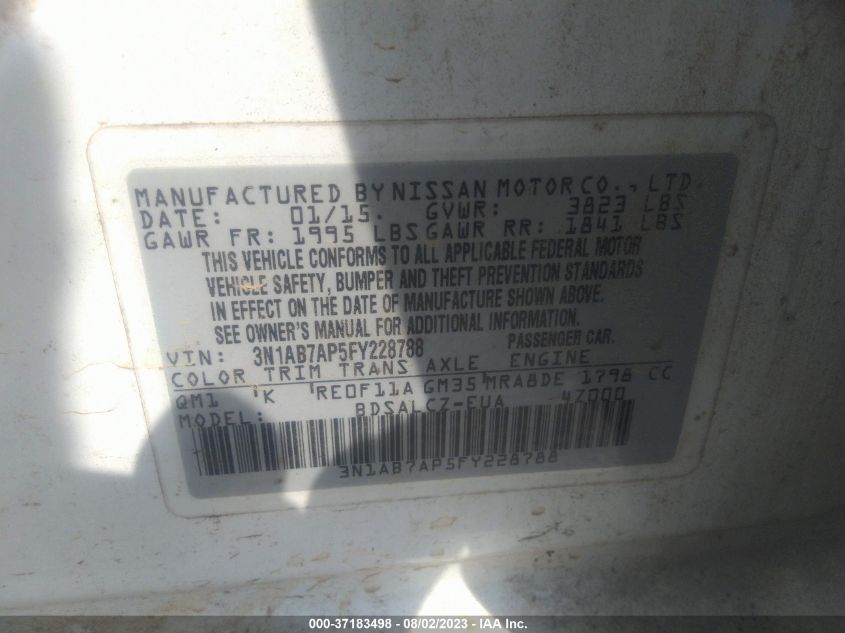 2015 NISSAN SENTRA S - 3N1AB7AP5FY228788