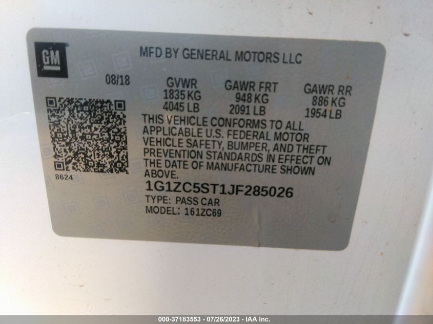 2018 CHEVROLET MALIBU LS - 1G1ZC5ST1JF285026