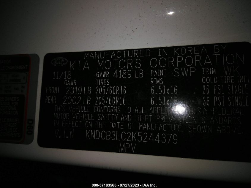 KNDCB3LC2K5244379 Kia Niro LX 9