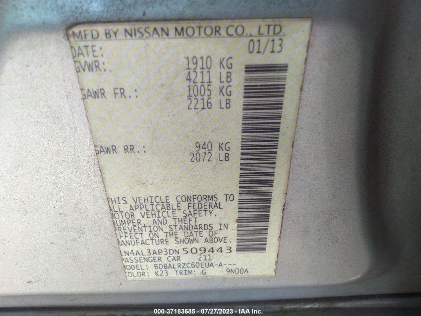 2013 NISSAN ALTIMA 2.5 S - 1N4AL3AP3DN509443