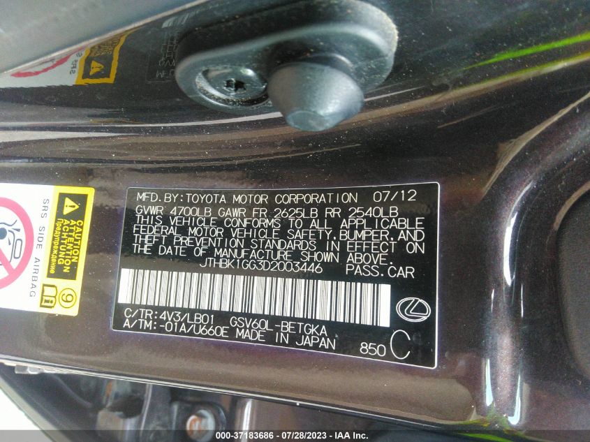 2013 LEXUS ES 350 4DR SDN - JTHBK1GG3D2003446