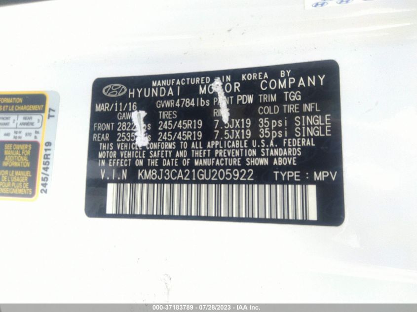 2016 HYUNDAI TUCSON SPORT - KM8J3CA21GU205922