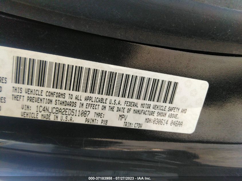 2014 JEEP COMPASS SPORT - 1C4NJCBA2ED511087