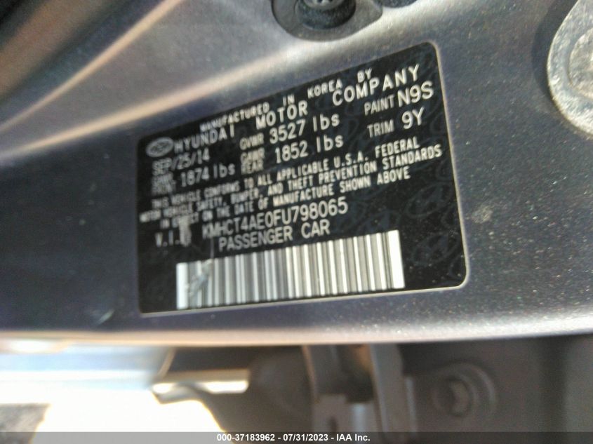 2015 HYUNDAI ACCENT GLS - KMHCT4AE0FU798065