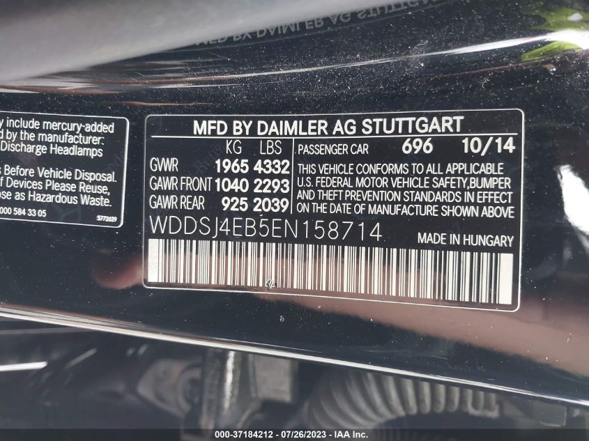 2014 MERCEDES-BENZ CLA-CLASS CLA 250 - WDDSJ4EB5EN158714