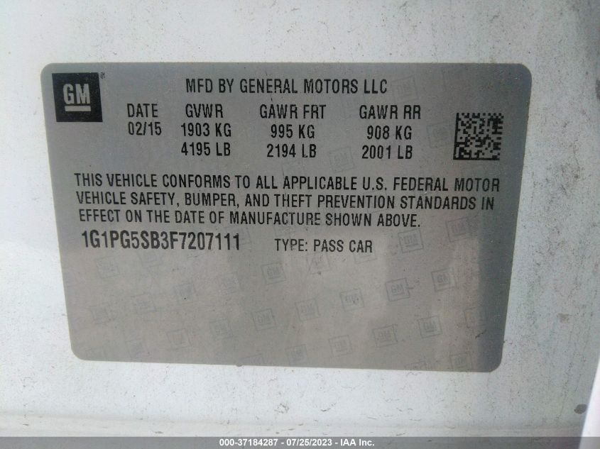 2015 CHEVROLET CRUZE LTZ - 1G1PG5SB3F7207111