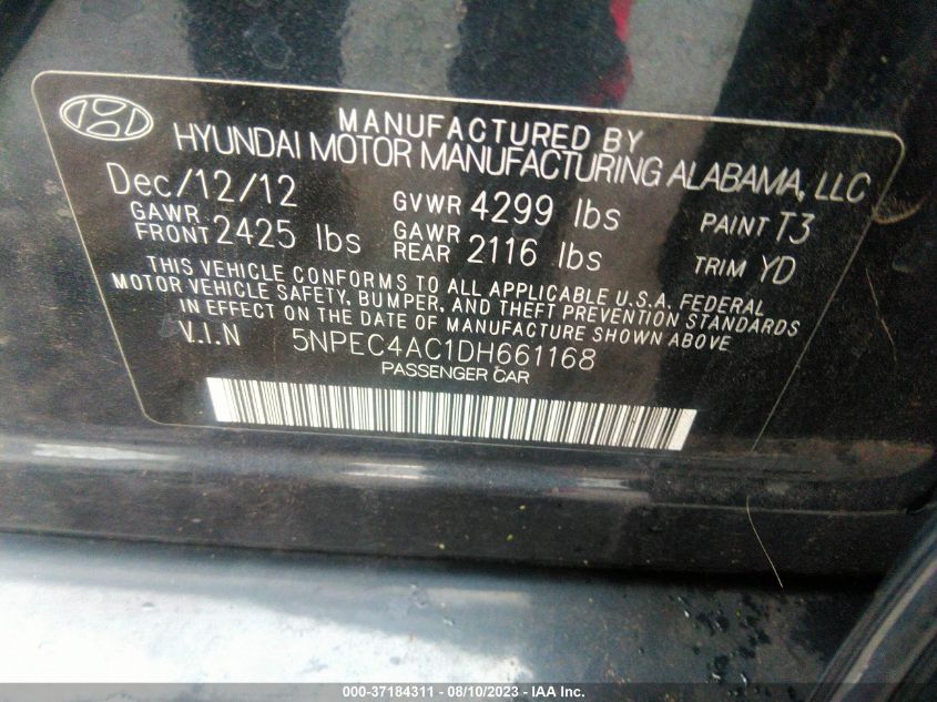 2013 HYUNDAI SONATA LIMITED PZEV - 5NPEC4AC1DH661168