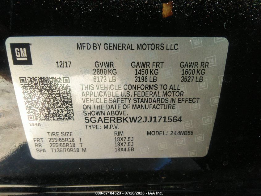 2018 BUICK ENCLAVE ESSENCE - 5GAERBKW2JJ171564