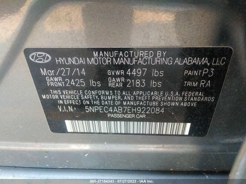 2014 HYUNDAI SONATA LIMITED - 5NPEC4AB7EH922084