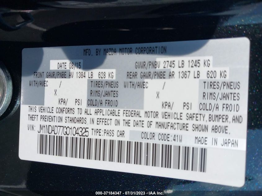 2016 MAZDA MX-5 MIATA GRAND TOURING - JM1NDAD77G0104325