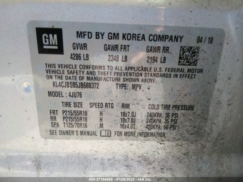 2018 BUICK ENCORE PREFERRED II - KL4CJBSB5JB688372