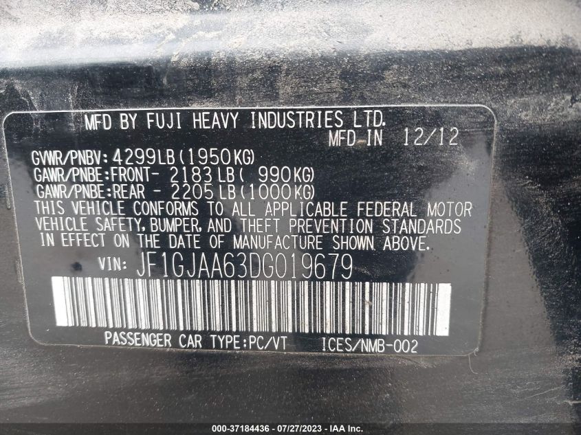 2013 SUBARU IMPREZA SEDAN - JF1GJAA63DG019679