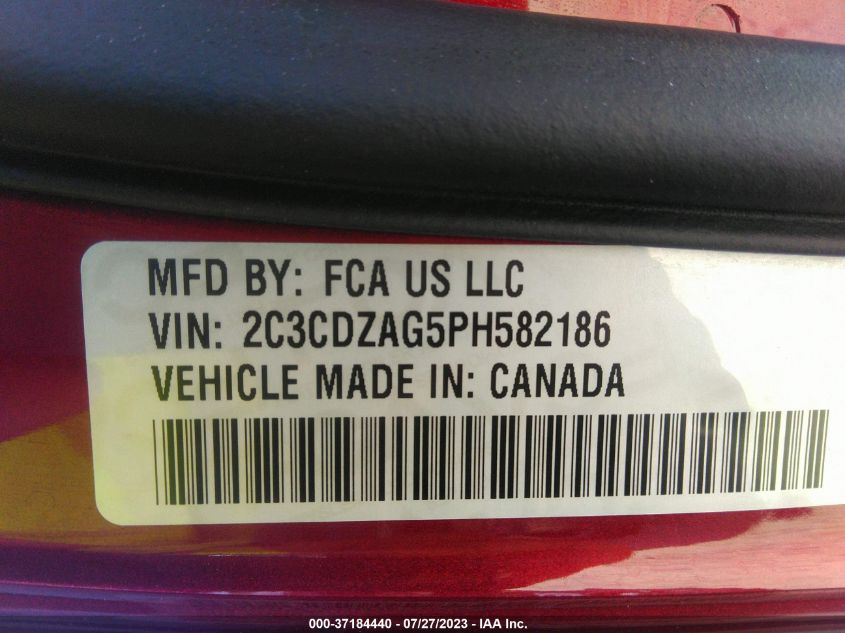 2023 DODGE CHALLENGER SXT - 2C3CDZAG5PH582186