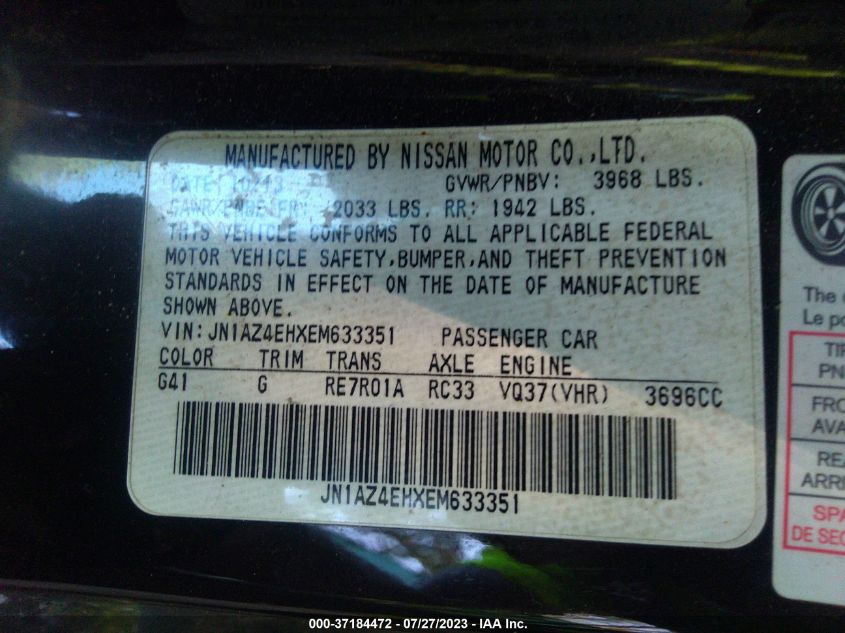 2014 NISSAN 370Z TOURING - JN1AZ4EHXEM633351