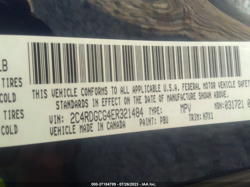 2014 DODGE GRAND CARAVAN SXT - 2C4RDGCG4ER321484