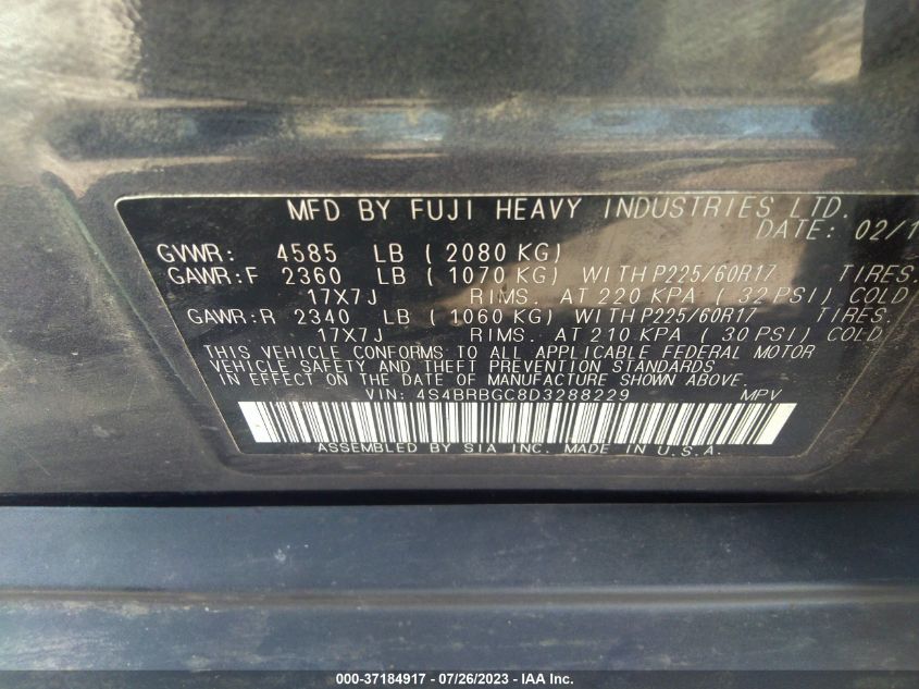 2013 SUBARU OUTBACK 2.5I PREMIUM - 4S4BRBGC8D3288229