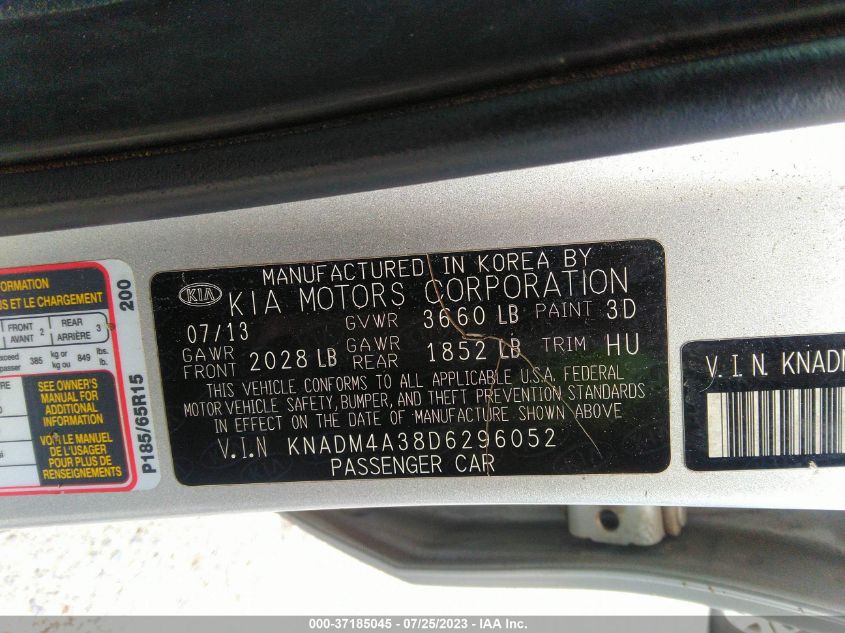 2013 KIA RIO LX - KNADM4A38D6296052