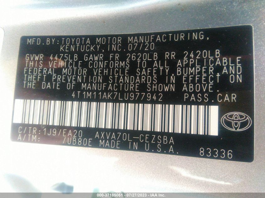 2020 TOYOTA CAMRY SE - 4T1M11AK7LU977942