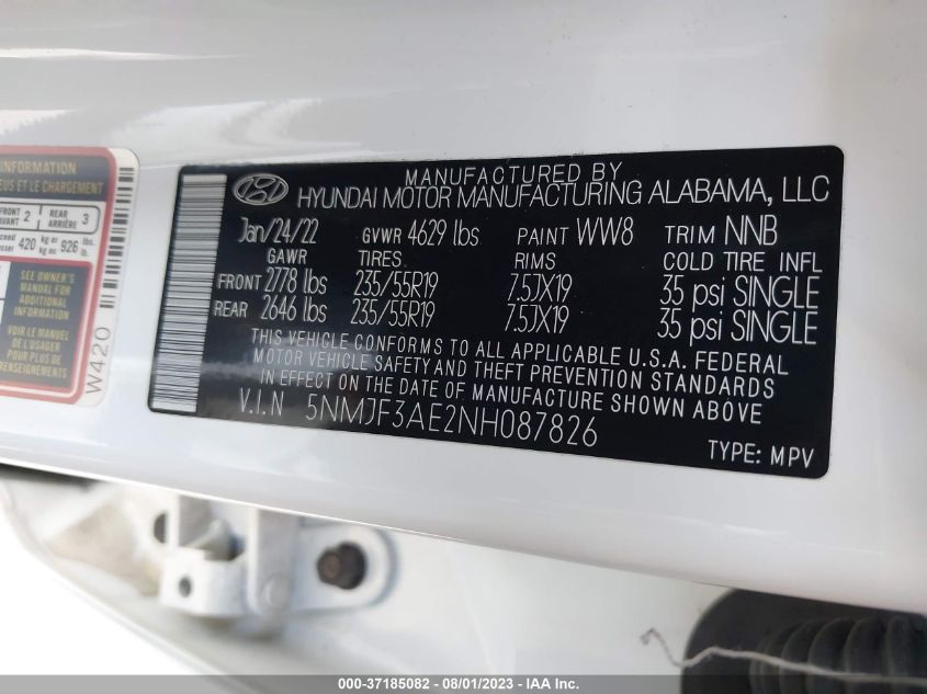 2022 HYUNDAI TUCSON SEL - 5NMJF3AE2NH087826