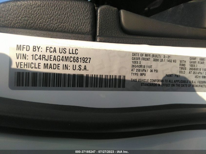2021 JEEP GRAND CHEROKEE LAREDO E - 1C4RJEAG4MC681927
