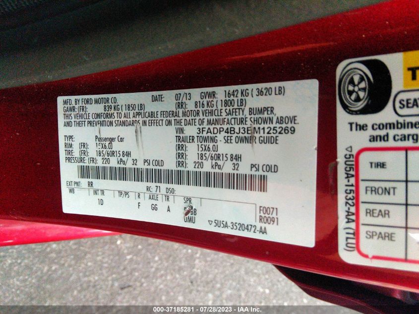 2014 FORD FIESTA SE - 3FADP4BJ3EM125269