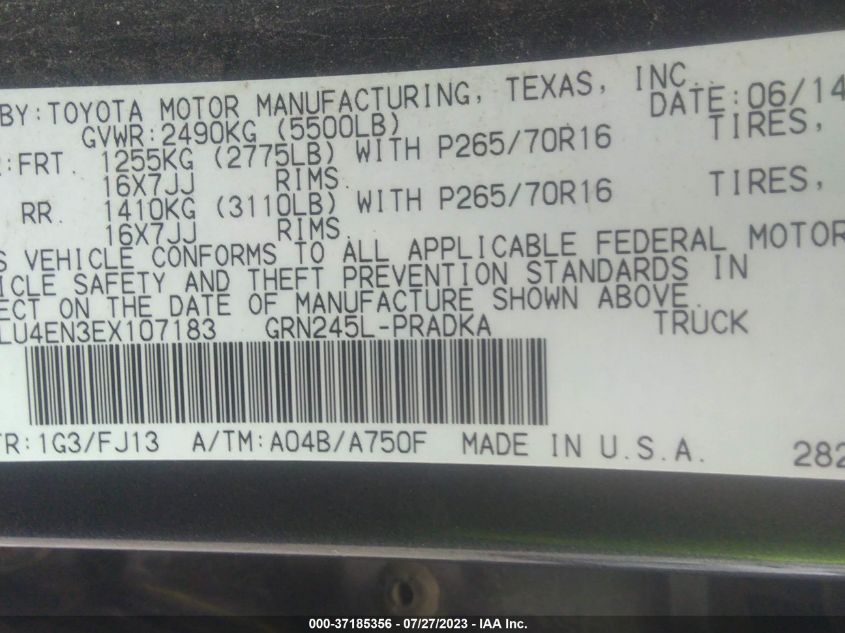 2014 TOYOTA TACOMA - 5TFLU4EN3EX107183