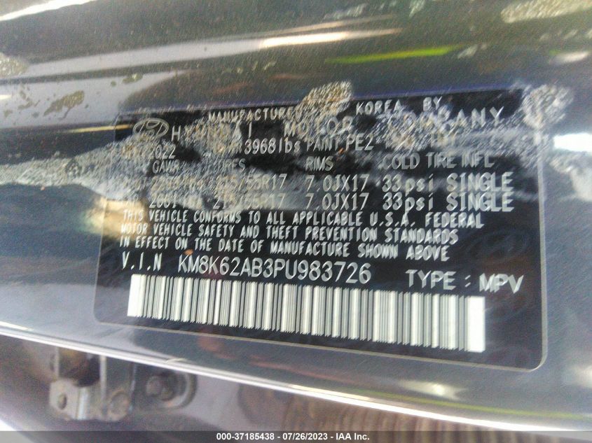 2023 HYUNDAI KONA SEL - KM8K62AB3PU983726