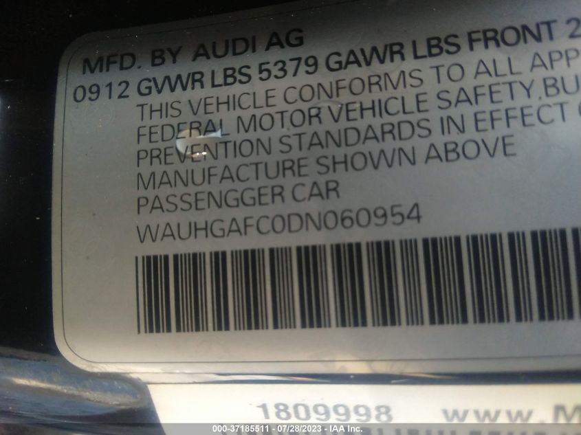 2013 AUDI A6 3.0T PRESTIGE - WAUHGAFC0DN060954