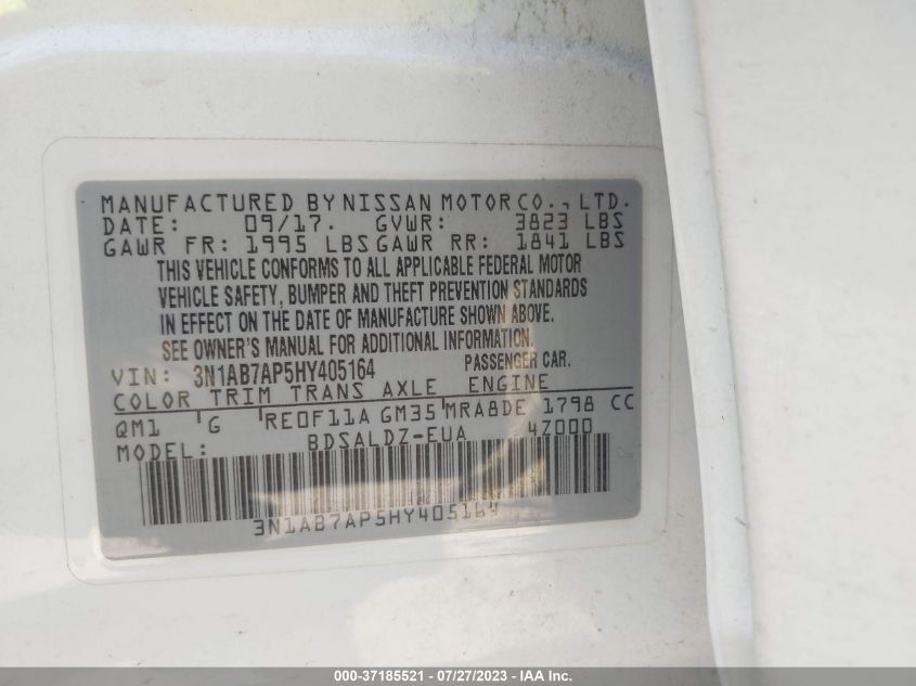 2017 NISSAN SENTRA SV - 3N1AB7AP5HY405164