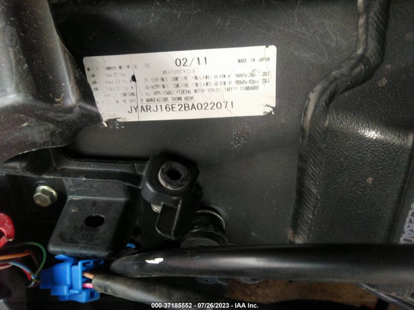 2011 YAMAHA YZFR6 JYARJ16E2BA022071