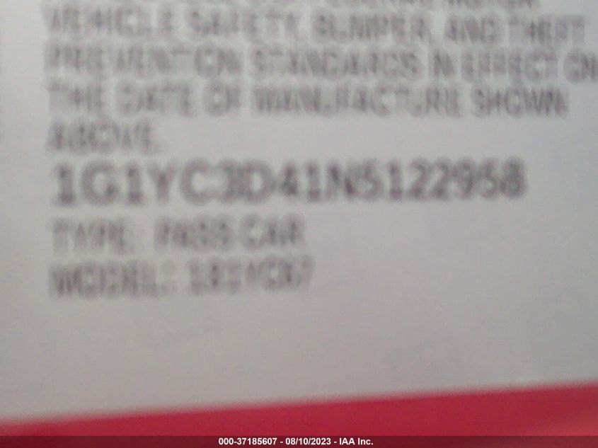 2022 CHEVROLET CORVETTE 3LT - 1G1YC3D41N5122958