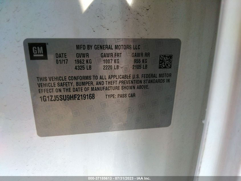 2017 CHEVROLET MALIBU HYBRID - 1G1ZJ5SU9HF219168
