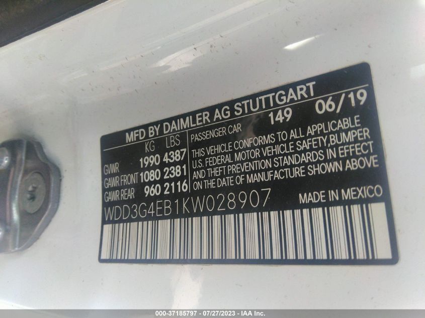 2019 MERCEDES-BENZ A-CLASS A 220 - WDD3G4EB1KW028907