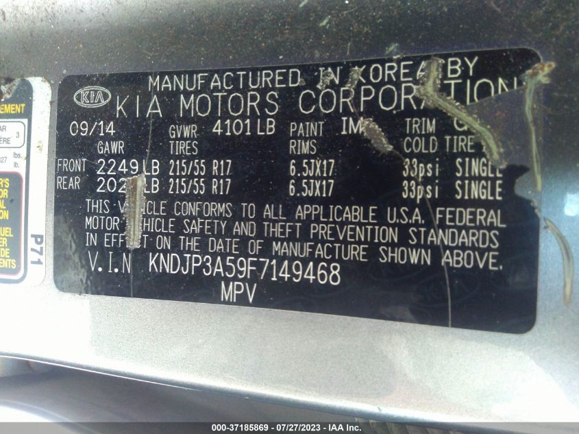 2015 KIA SOUL + - KNDJP3A59F7149468