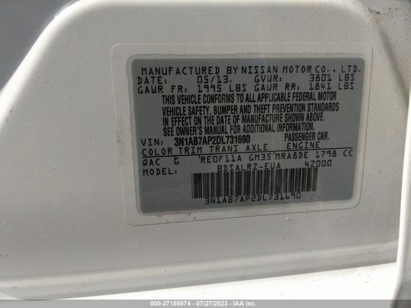 2013 NISSAN SENTRA SR - 3N1AB7AP2DL731690