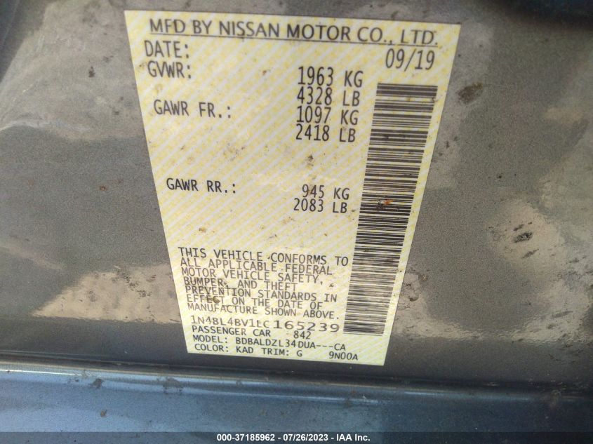 2020 NISSAN ALTIMA 2.5 S - 1N4BL4BV1LC165239
