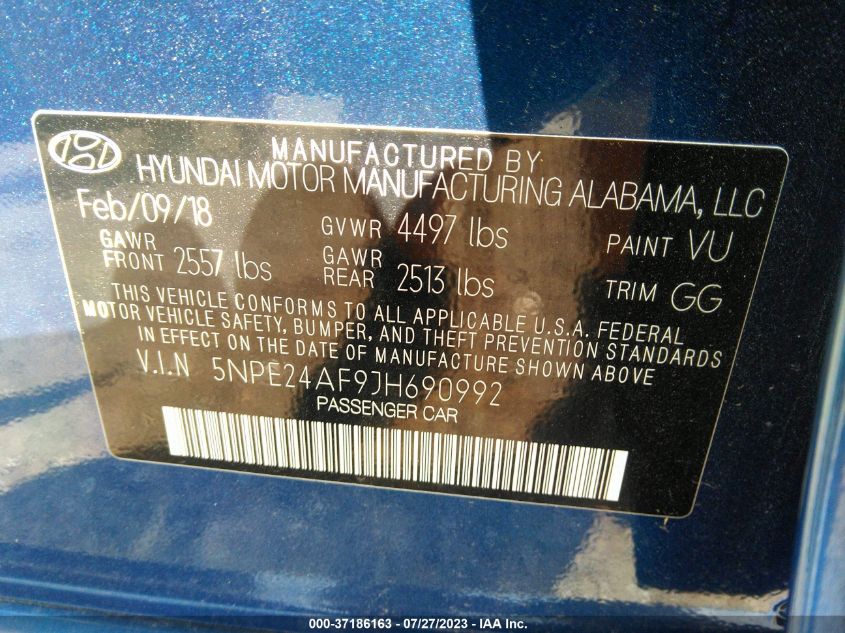 2018 HYUNDAI SONATA SE - 5NPE24AF9JH690992