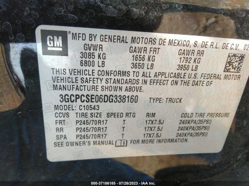 2013 CHEVROLET SILVERADO 1500 LT - 3GCPCSE06DG338160