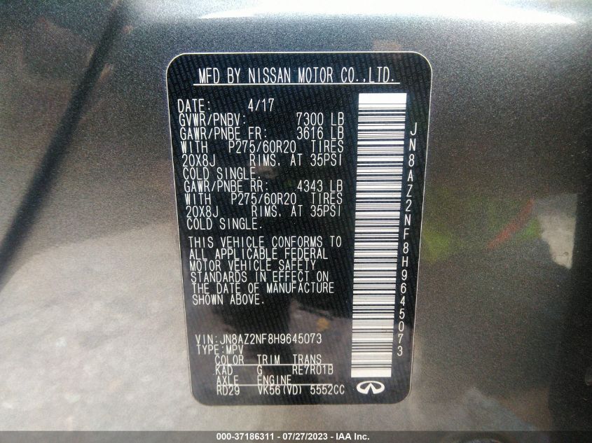 2017 INFINITI QX80 - JN8AZ2NF8H9645073