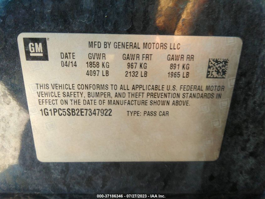 2014 CHEVROLET CRUZE 1LT - 1G1PC5SB2E7347922