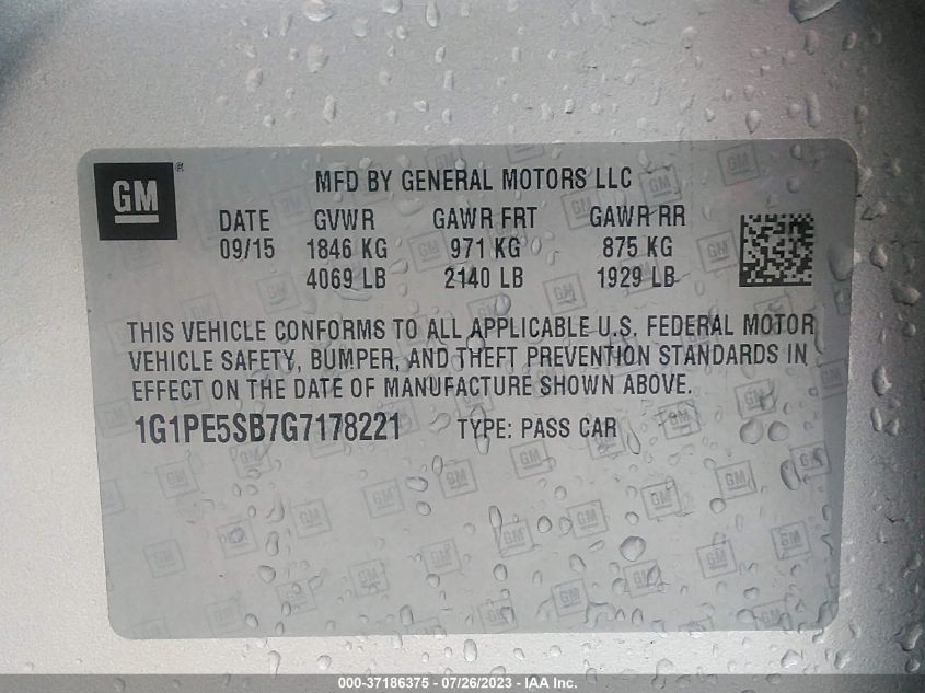 2016 CHEVROLET CRUZE LIMITED LT - 1G1PE5SB7G7178221