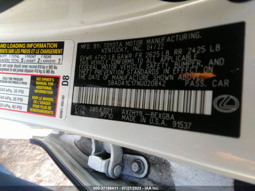 2022 LEXUS ES ES 300H - 58ADA1C17NU020842