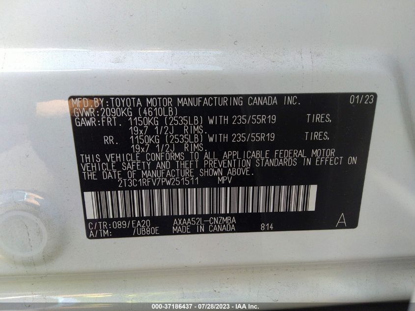 2023 TOYOTA RAV4 XLE PREMIUM - 2T3C1RFV7PW251511
