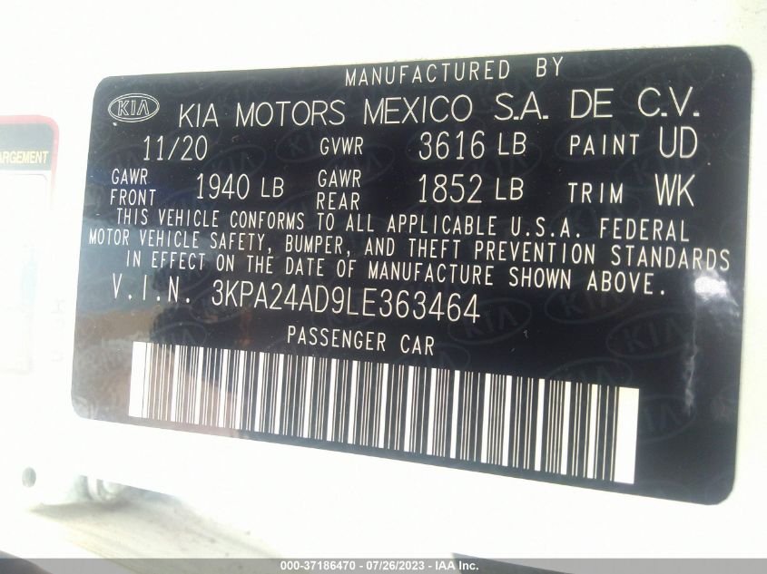 2020 KIA RIO LX - 3KPA24AD9LE363464