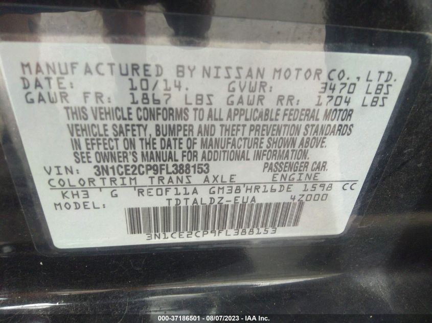 2015 NISSAN VERSA NOTE SV - 3N1CE2CP9FL388153