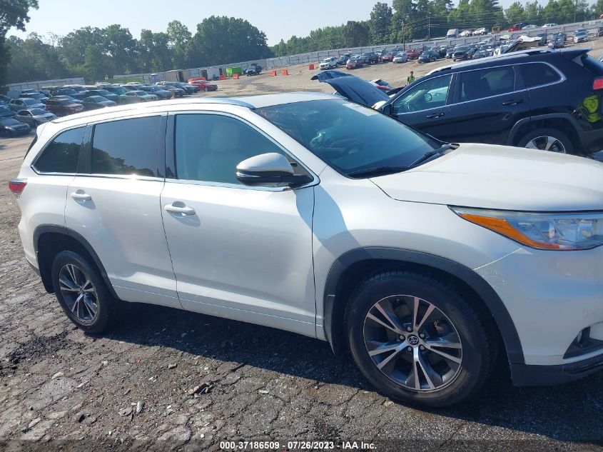 2016 TOYOTA HIGHLANDER XLE - 5TDJKRFH8GS354131