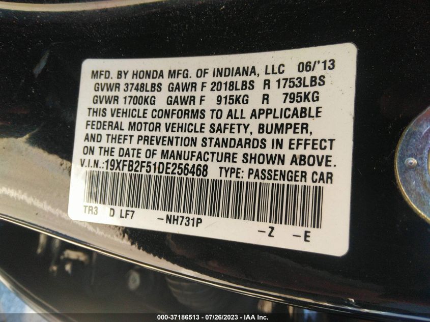 2013 HONDA CIVIC SDN LX - 19XFB2F51DE256468
