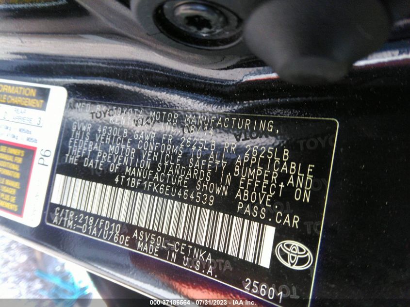 2014 TOYOTA CAMRY L/LE/XLE/SE/SE SPORT - 4T1BF1FK6EU464539