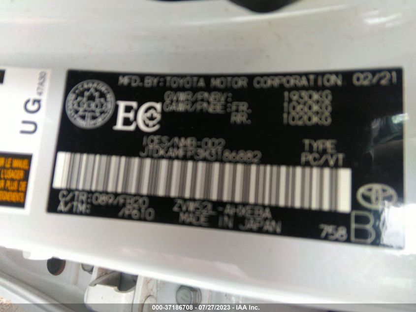 2021 TOYOTA PRIUS PRIME LE/XLE/LIMITED - JTDKAMFP3M3186882
